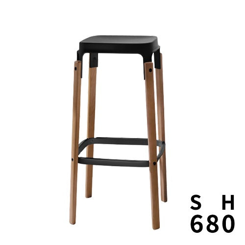 STEELWOOD STOOL ブラック/ウォルナット SH680mm