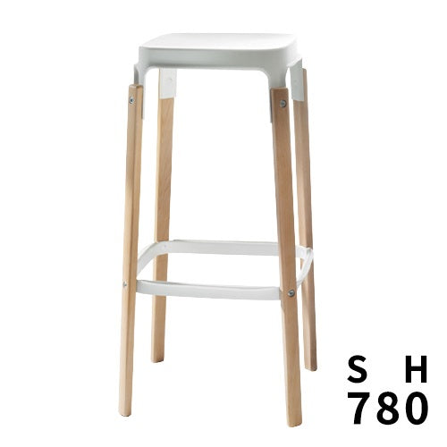 STEELWOOD STOOL ホワイト/ナチュラルビーチ SH780mm