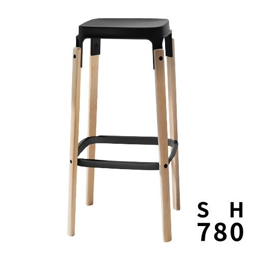 STEELWOOD STOOL ブラック/ナチュラルビーチ SH780mm