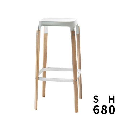 STEELWOOD STOOL ホワイト/ナチュラルビーチ SH680mm