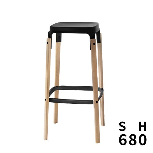 STEELWOOD STOOL ブラック/ナチュラルビーチ SH680mm