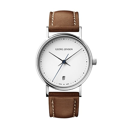 【廃番】Georg Jensen（ジョージ ジェンセン）「 KOPPEL WATCH（コッペル ウォッチ）」32mm/ホワイト/ブラウンカーフレザー [9963575700]
