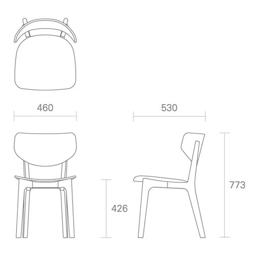 Roundish チェア ビーチ材ナチュラルホワイト SH426mm