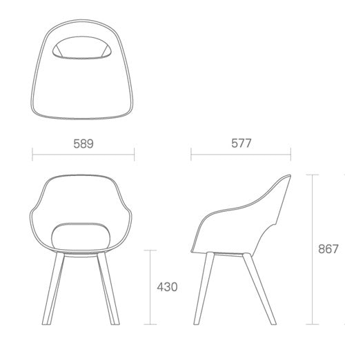 Roundish アームチェア ビーチ材ナチュラルホワイト SH430mm