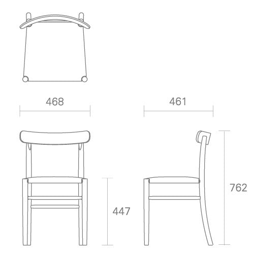 Lightwood チェア 張座グリーンR/メープル材ナチュラルクリア SH447mm