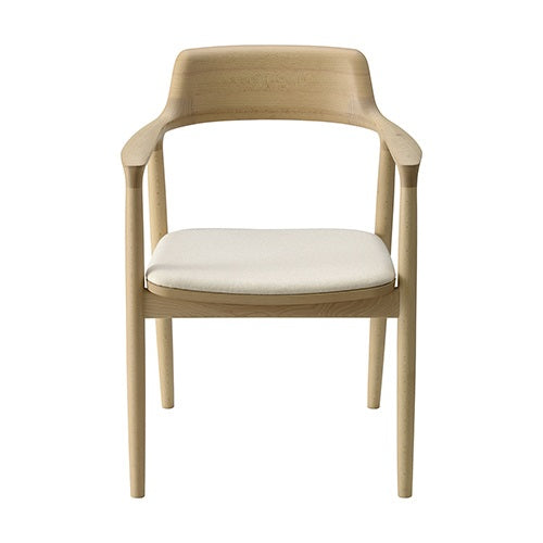 HIROSHIMA アームチェア 張座ボルドー/ビーチ材ナチュラルホワイト