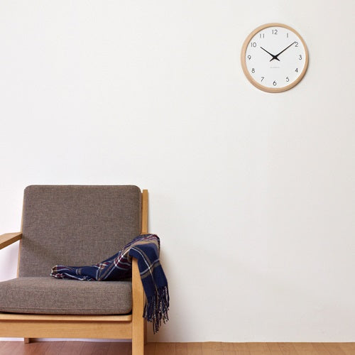 美品　レムノス　カンパーニュ　ナチュラル レムノス カンパーニュ 壁掛け電波時計 ナチュラル / ブラウン