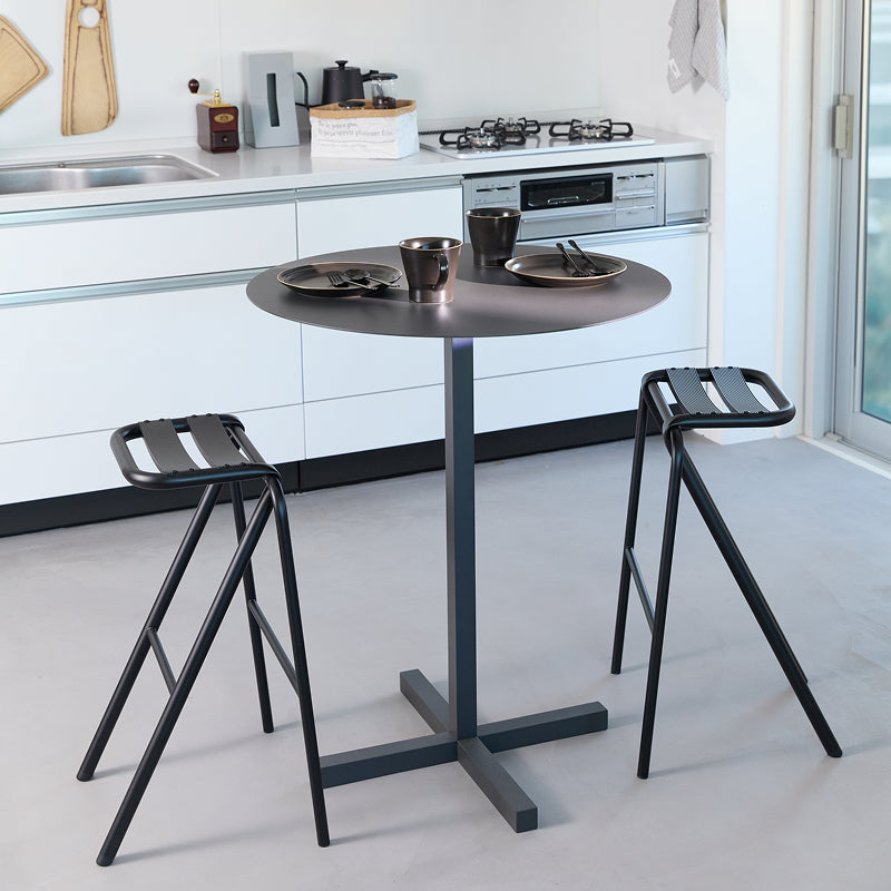 SOLID STEEL HIGH DINER TABLE ROUND ダークグレー H850mm - YAMAGIWA