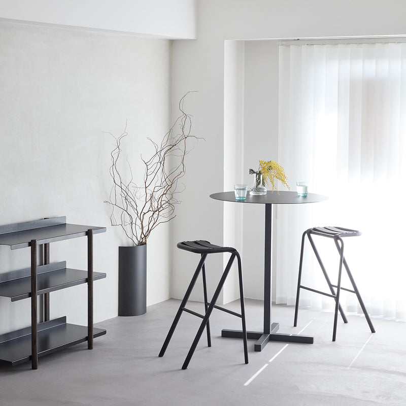 SOLID STEEL HIGH DINER TABLE ROUND ダークグレー H850mm