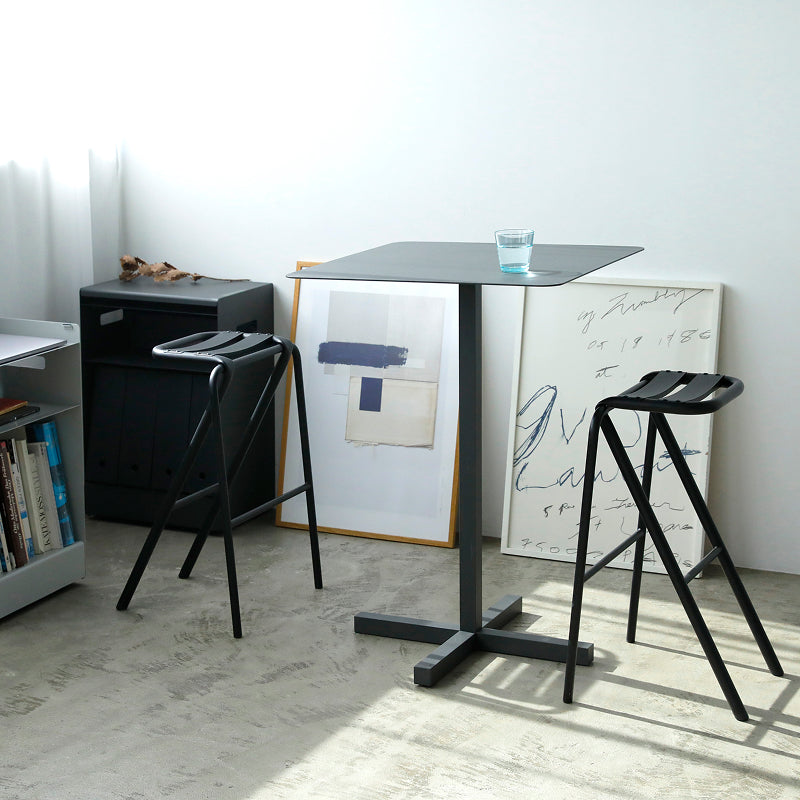 SOLID STEEL HIGH DINER TABLE SQUARE ダークグレー H850mm