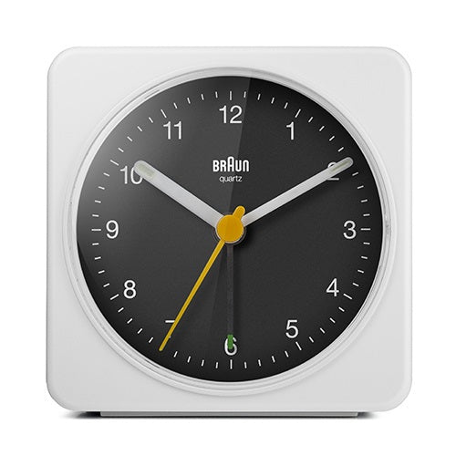 【廃番】BRAUN（ブラウン）置時計 Alarm Table Clock BC03WB 78mm ホワイト×ブラック