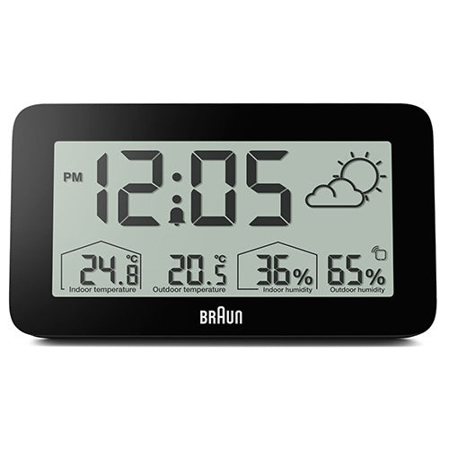 【廃番】BRAUN（ブラウン）置時計  BRAUN Weather Digital Clock BC13BP  ブラック