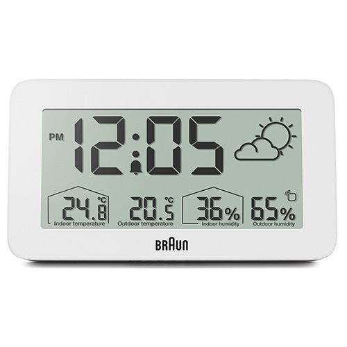 【廃番】BRAUN（ブラウン）置時計  BRAUN Weather Digital Clock BC13WP  ホワイト