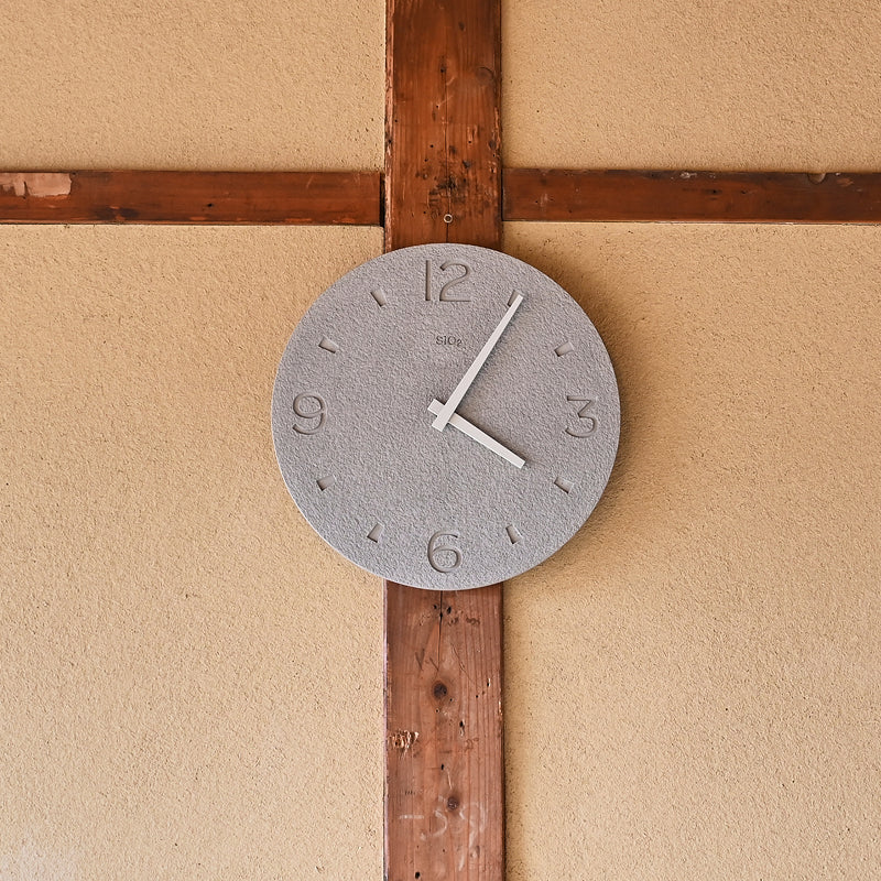 珪藻土の時計（掻き落とし） グレー Φ285mm