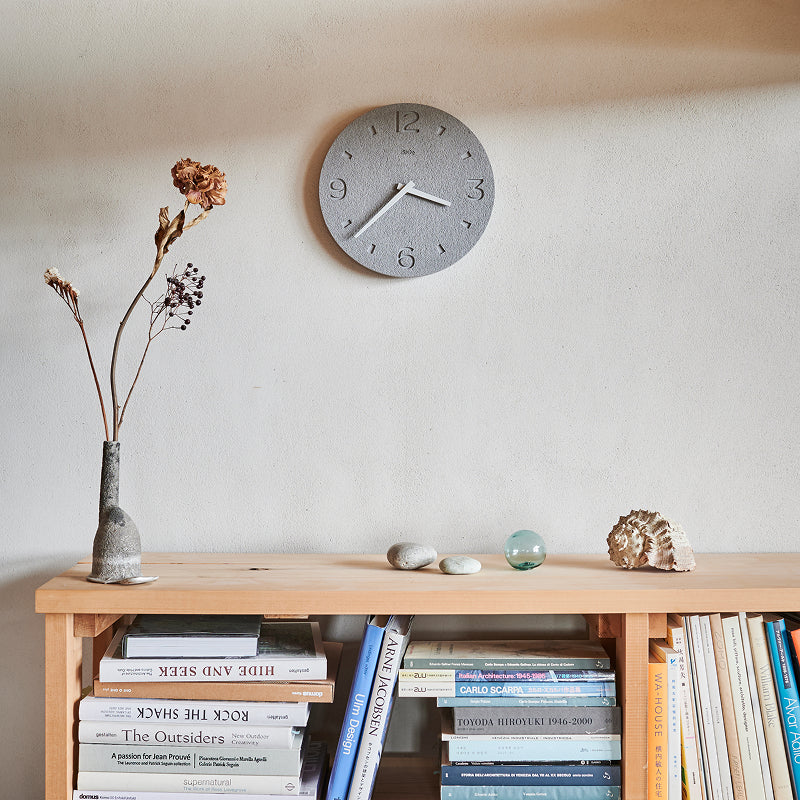 珪藻土の時計（掻き落とし） グレー Φ285mm