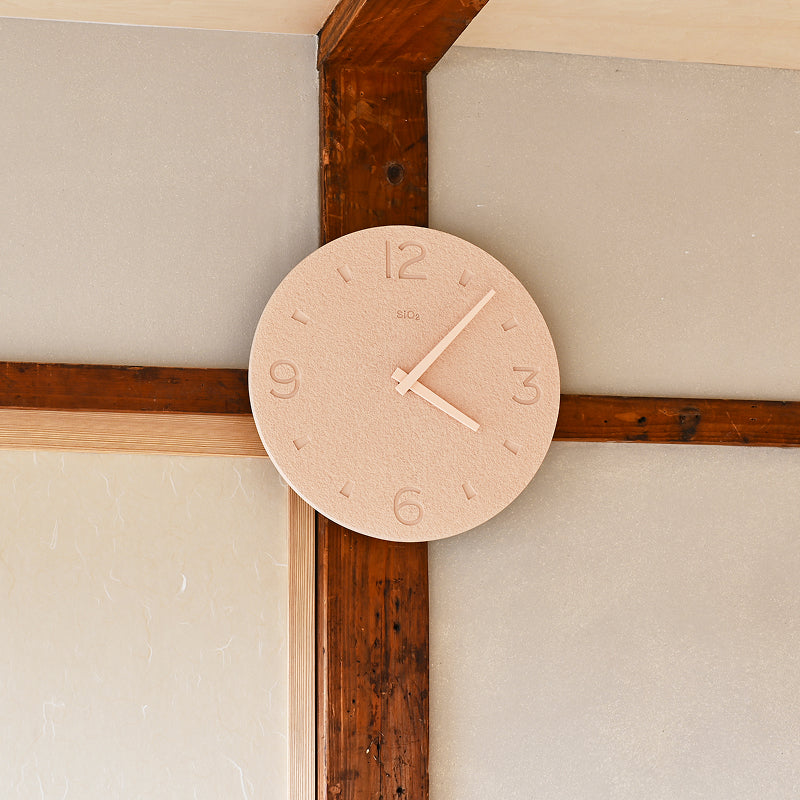 珪藻土の時計（掻き落とし） ピンク Φ285mm
