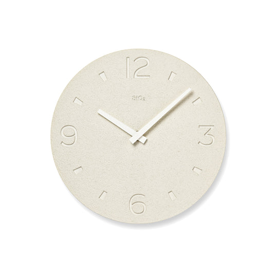 珪藻土の時計（掻き落とし） ホワイト Φ285mm