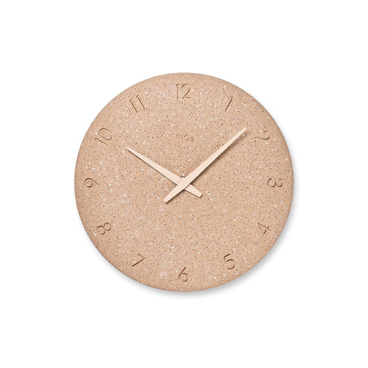 珪藻土の時計（洗い出し） ピンク Φ255mm