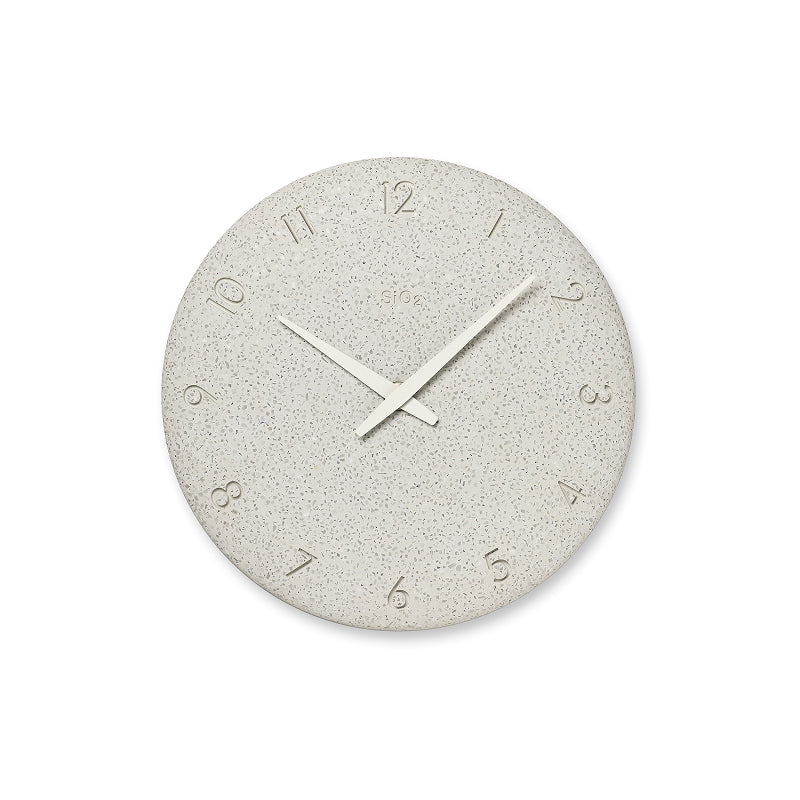 珪藻土の時計（洗い出し） ホワイト Φ255mm