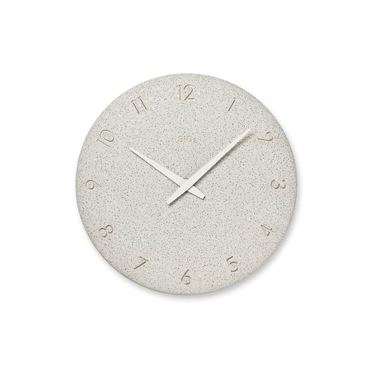 珪藻土の時計（洗い出し） ホワイト Φ255mm