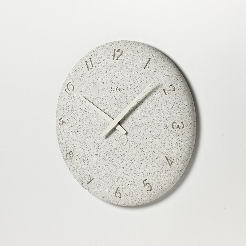 珪藻土の時計（洗い出し） ホワイト Φ255mm