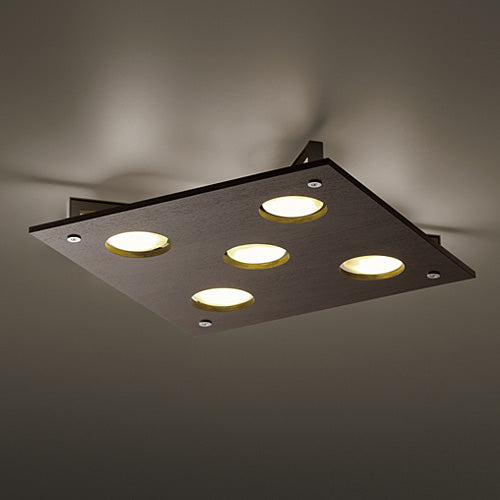 廃番】YAMAGIWA（ヤマギワ）シーリング照明 P-FLAT 5灯 ローズウッド  